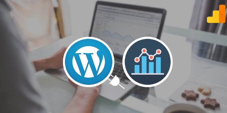 A picture showing the WordPress logo and Google Analytics logo